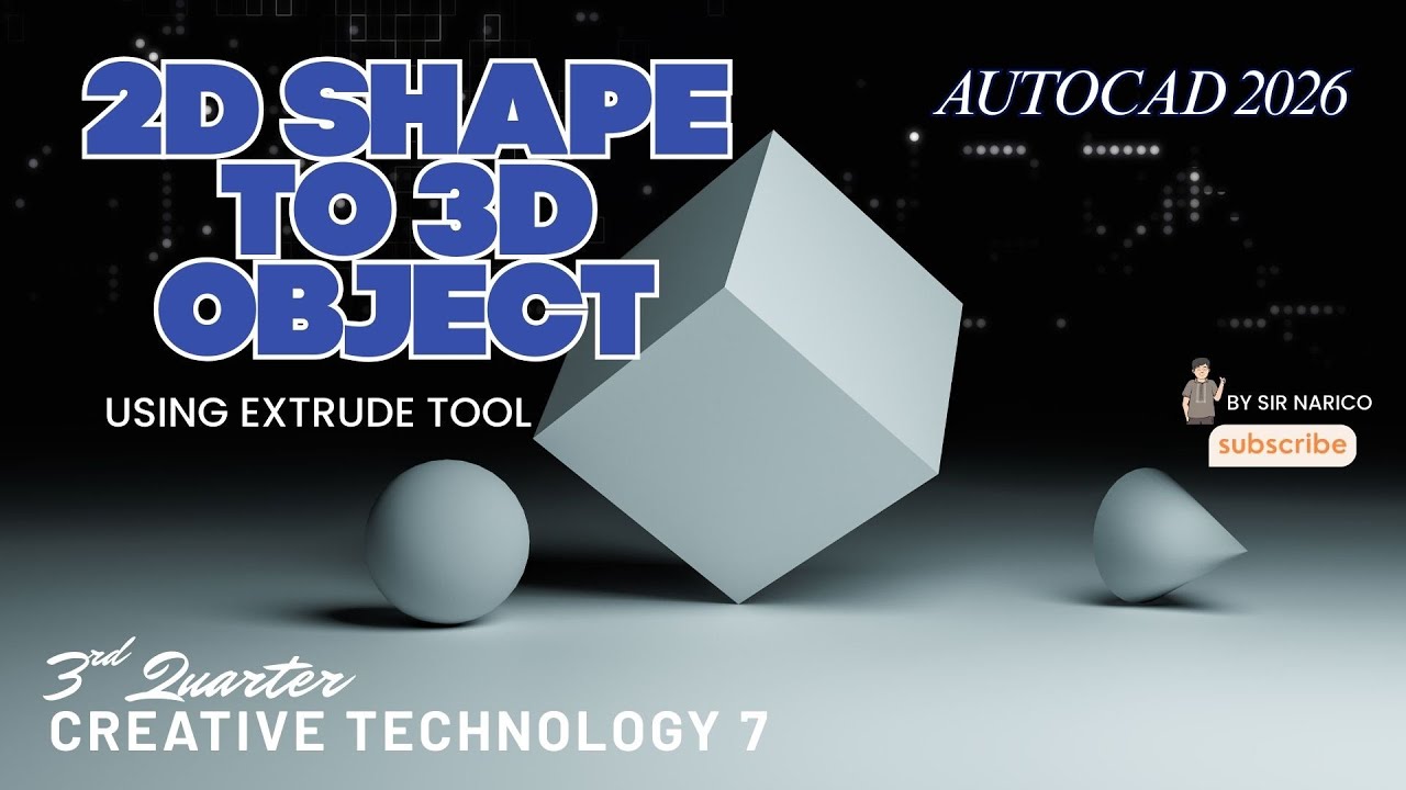 СОЗДАНИЕ 2D-ФИГУРЫ В 3D-ОБЪЕКТ (ПРОСТОЙ СПОСОБ) С ПОМОЩЬЮ ИНСТРУМЕНТА ВЫдавливания (AUTOCAD 2026)...