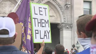 Hundreds protest for high school football season at the CT state capital