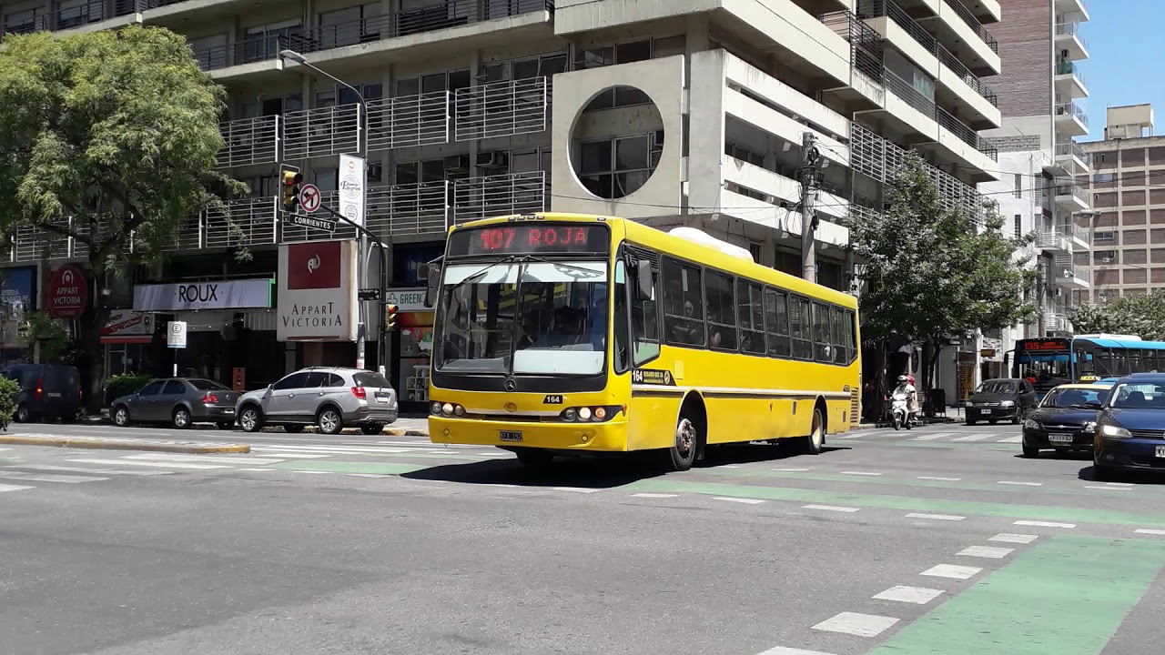 Línea 107 Roja interno 164 NUOVOBUS BAMBAM O500U en la calle Corrientes ...
