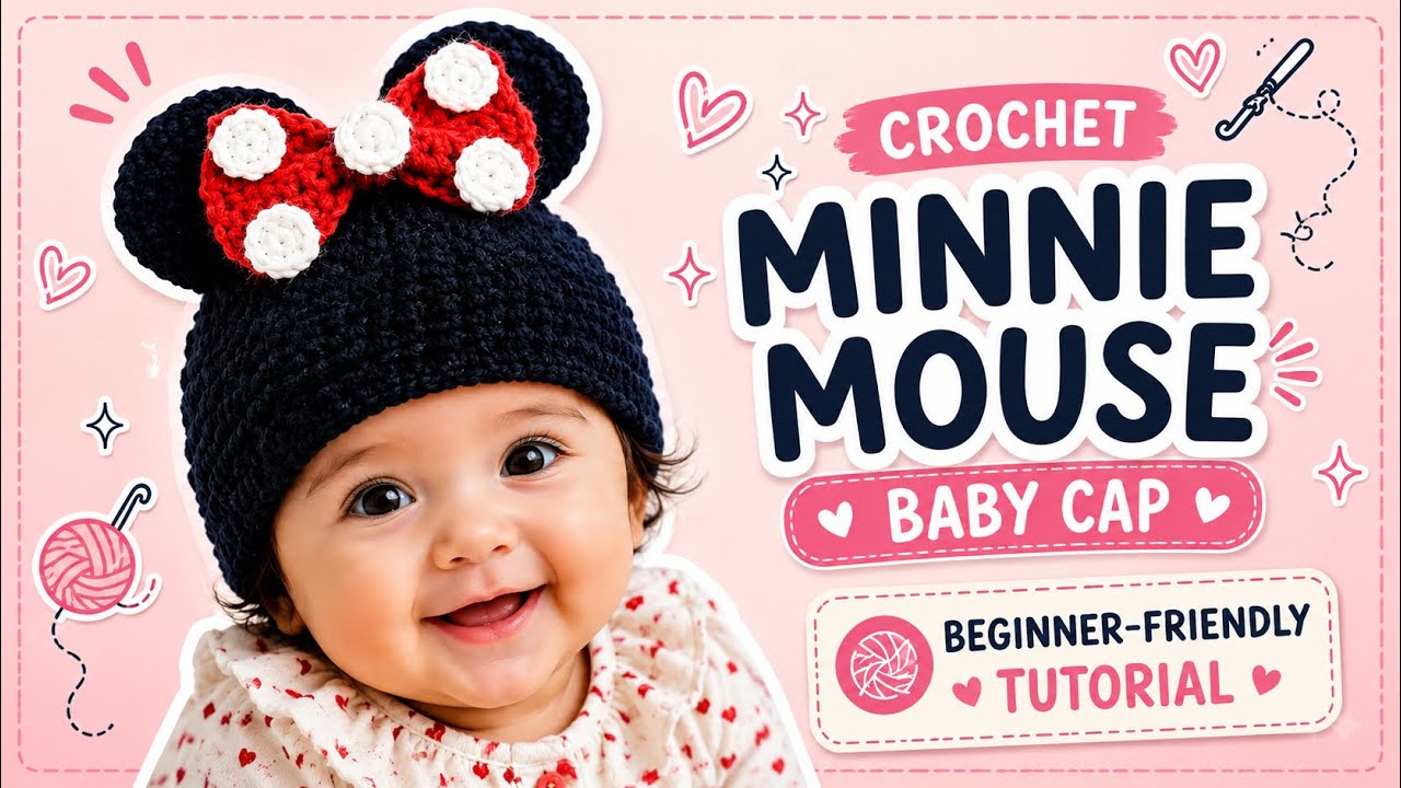 Beginner friendly | crochet minnie mouse baby cap🎀 #viralvideo #crochet #shortvideo #tutorial Beginner friendly | crochet minnie mouse baby cap🎀 #viralvideo #crochet #shortvideo #tutorial