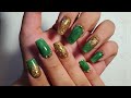 Green and Gold Fall Nails