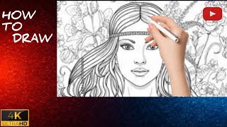 Flower Girl Sketch Vector | Hand Drawing | @indoorartist