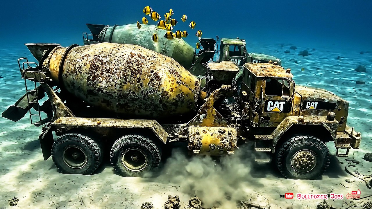 CAT Cement Mixers Abandoned Found on Ocean Floor After 15 Years | Full Rescue & Restoration