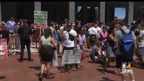Demonstrators in Boston protest overturning Roe v. Wade