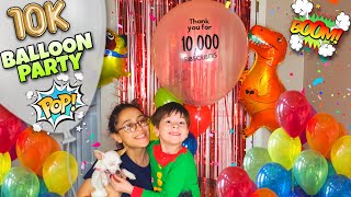 POPPING A Giant BALLOON To Celebrate 10,000 Subscribers! Custom Vinyl Sticker & Cake Party