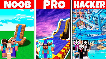 Minecraft FAMILY WATER PARK BUILD CHALLENGE: NOOB vs PRO vs HACKER ANIMATION