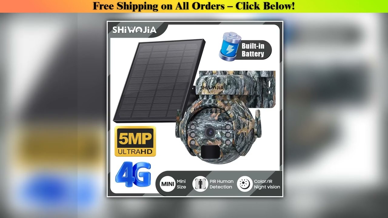 SHIWOJIA 5MP 4G Solar Cameras 4G Sim/WIFI Wireless Outdoor 360 View Animal Monitoring Camouflage