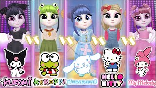 My talking angela 2 | Kuromi 💟 VS Keroppi vs Hello Kitty 💗 Vs My Melody Vs Cinnamoroll | Cosplay🌈💋