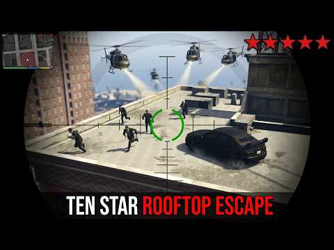 GTA 5 - Mile High Club Rooftop CIA Massacre + Ten Star Escape