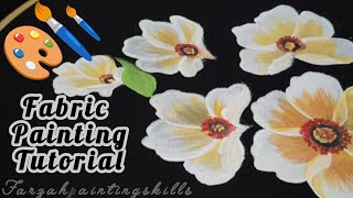 Fabric Painting Tutorial for Beginners | How to Paint Easy Flowers Step by Step 🌼