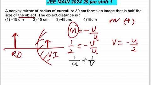 JEE MAIN 2024(29jan shift1)A convex mirror of radius of curvature 30 cm forms an image that is half
