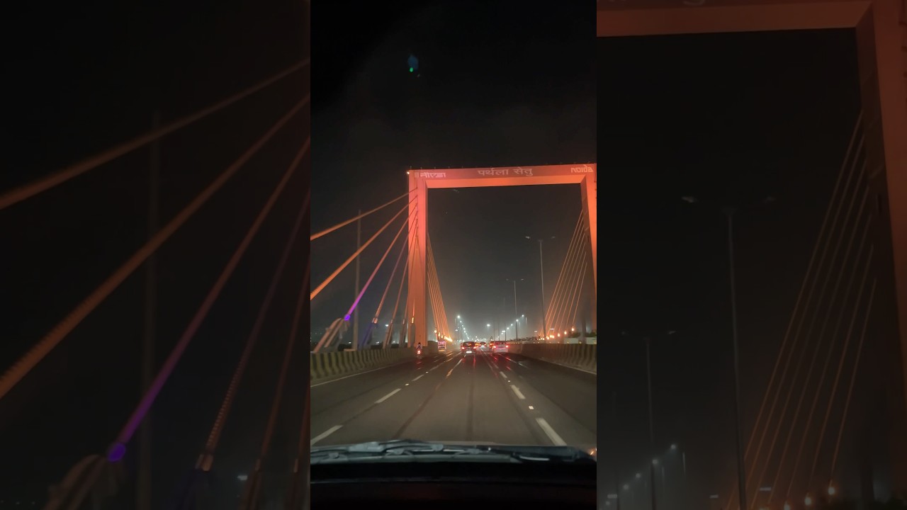 Parthala Bridge in Noida at night 