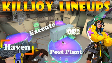 Valorant Top 15 Killjoy post plant and execute molly lineups for Haven | Killjoy lineups Haven |