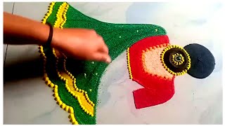 Makar Sankranti Rangoli | sankranti rangoli | traditional girl rangoli design | haldi kumkum rangoli