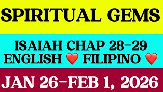 SPIRITUAL GEMS FOR JAN 26 - FEB 1, 2026. ISAIAH CHAPTER 28-29. MIDWEEK MEETINGS PRACTICAL COMMENTS. 