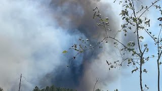 Smoke rises from Jasper County Gist Road Wildfire