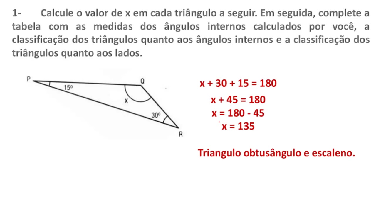 ÂNGULOS NO TRIÂNGULO - SOMA DOS ÂNGULOS INTERNOS DE UM TRIÂNGULO