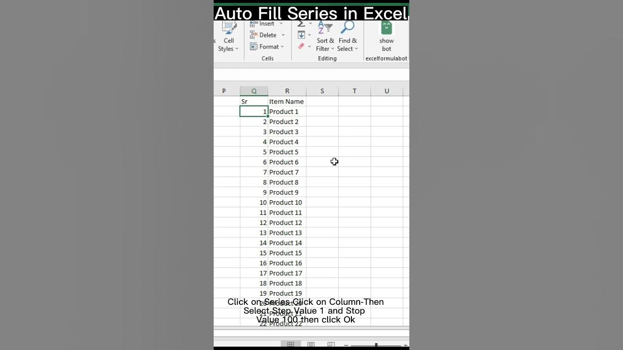 How to create auto fill series in excel using fill option excel
