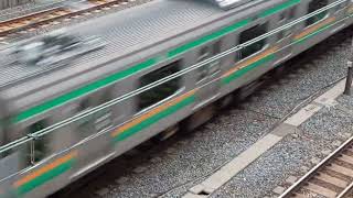 JR東日本E231系1000番台後期宮ヤマU587編成+横コツS-04編成混結編成1627E上野東京ライン・東海道線直通上野経由普通小田原行き御隠殿橋通過