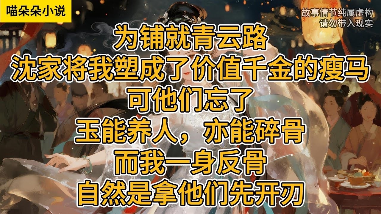 为铺就青云路，沈家将我塑成了价值千金的瘦马。可他们忘了，玉能养人，亦能碎骨。而我，一身反骨，自然是拿他们先开刃。#一口氣看完 #小说 #小説 #故事