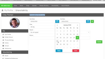 Submitting Unavailability on Elvanto