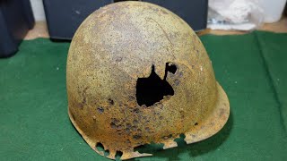 Soviet Battle Damaged or KIA Ssh-40 Helmet From WWII Eastern Front