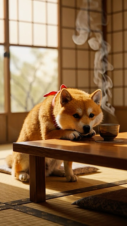 Hachi enjoys peaceful tea time 🍵🐕 #shorts #shibainu