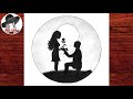 Pencil drawing in a circle | Romantic couple drawing #Shorts #YouTubeShorts