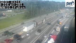 Vehicle fire blocks eastbound lanes of I-20 at I-285