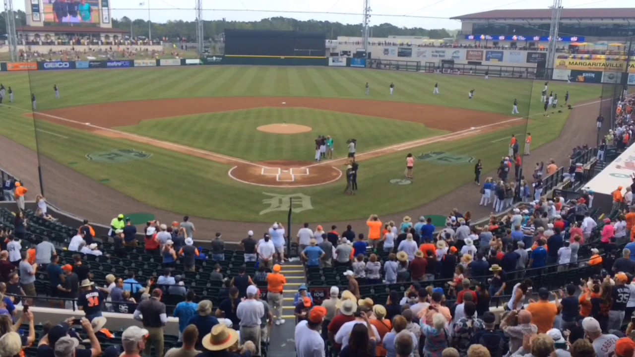 Jim Leyland and Alan Trammell throw ceremonial first pitches at Joker Marchant Stadium March 24, ...