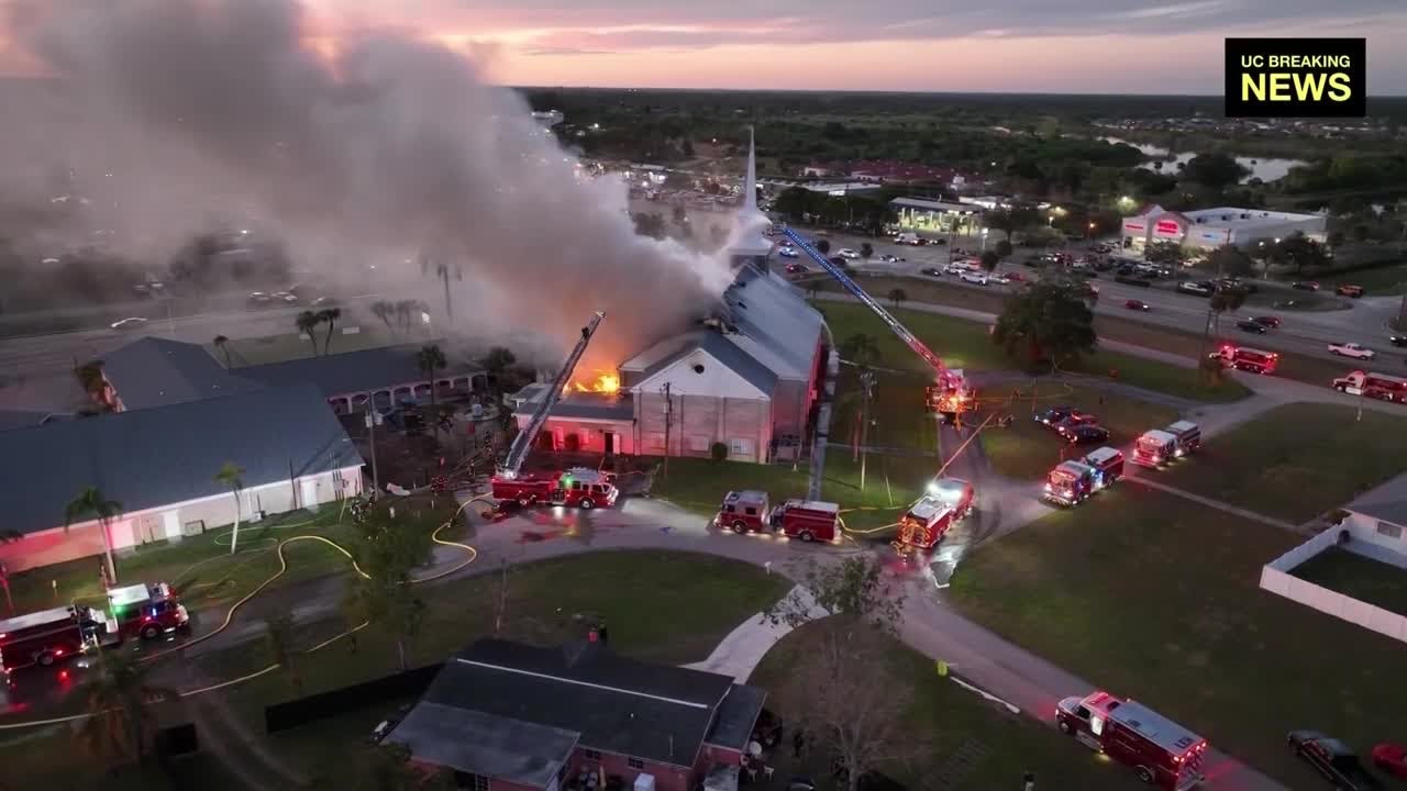 Crews battle fire at Christ at the Crossroads Church in Lehigh Acres ...