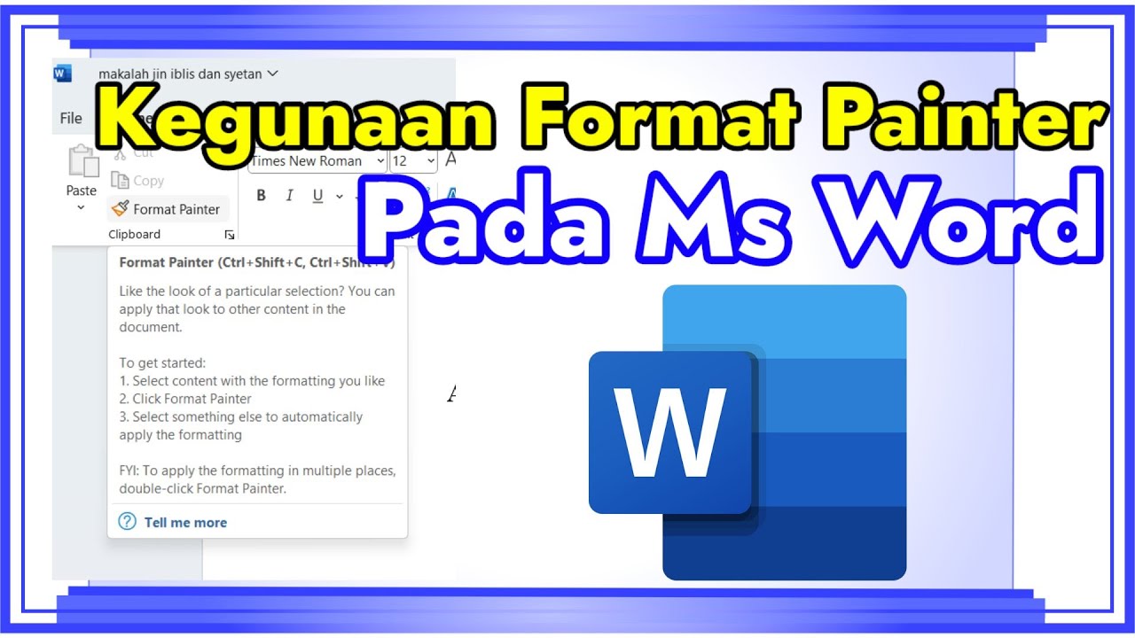 Format Painter In Word Kegunaan Format Painter Pada Ms Word - YouTube