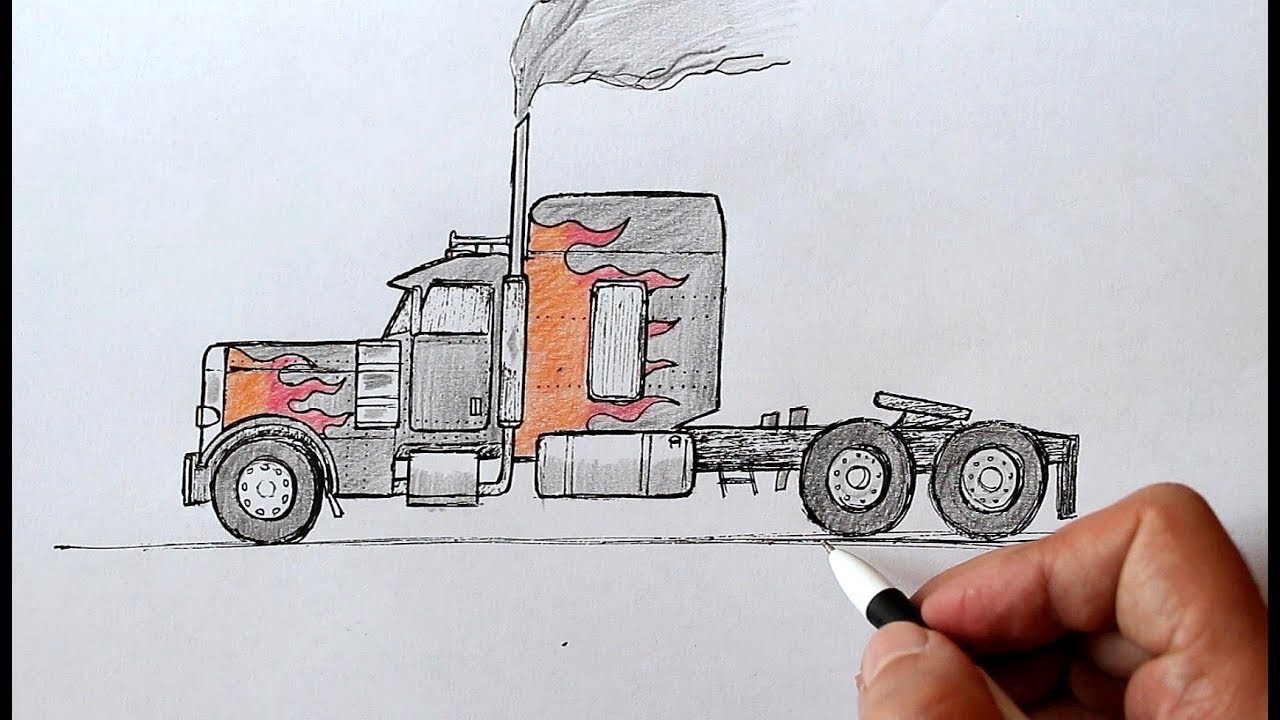 How to draw a Truck Step by Step - YouTube