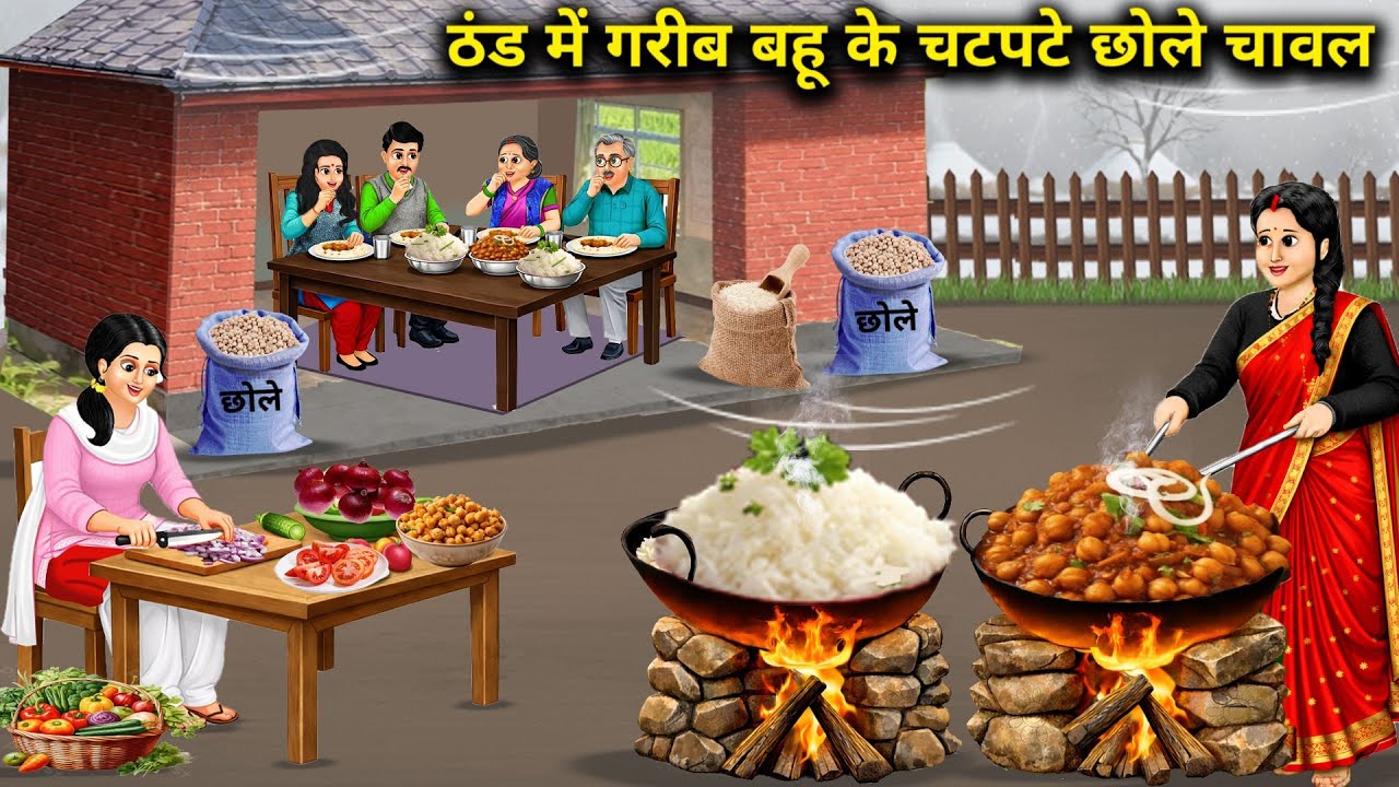 ठंड में गरीब बहू के चटपटे छोले चावल || Poor Daughter-In-Law Spicy Chhole Rice || Cartoon Video