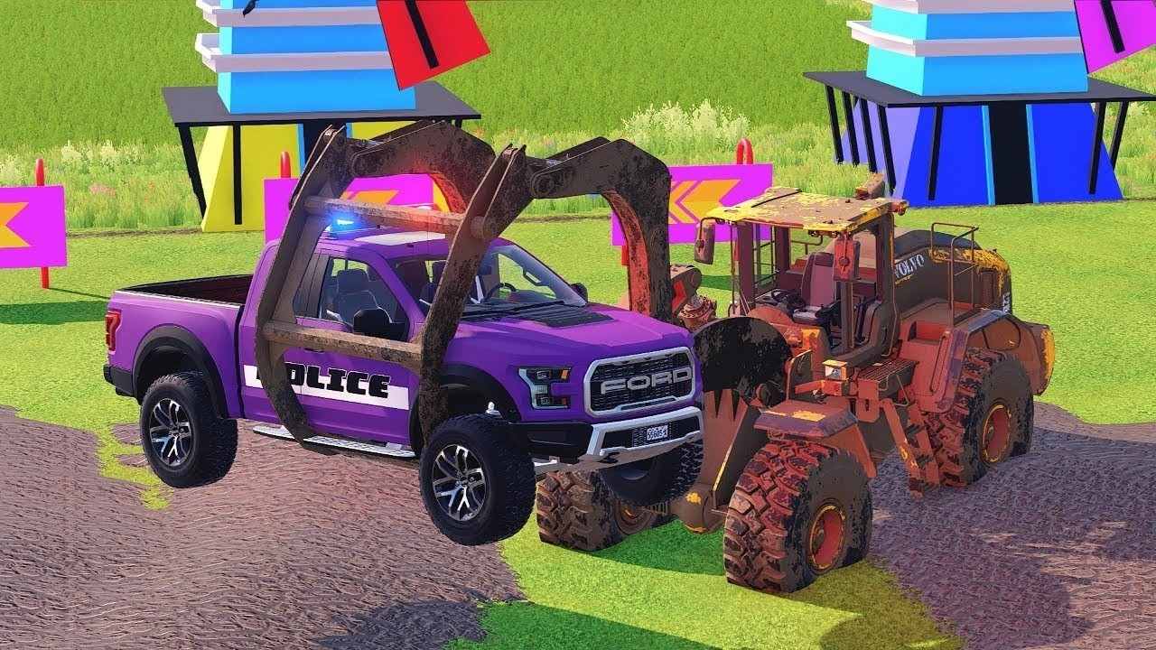 Ambulance and Cars Descend Extreme Gradient Course Under Sustained Load