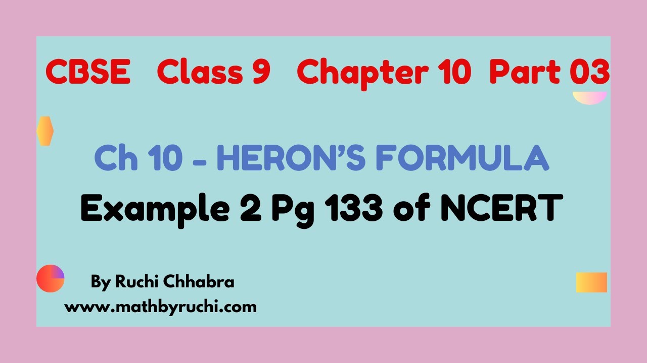 Class 9| Example 2 NCERT pg 133 | Chapter 10| Heron's Formula| |Example ...