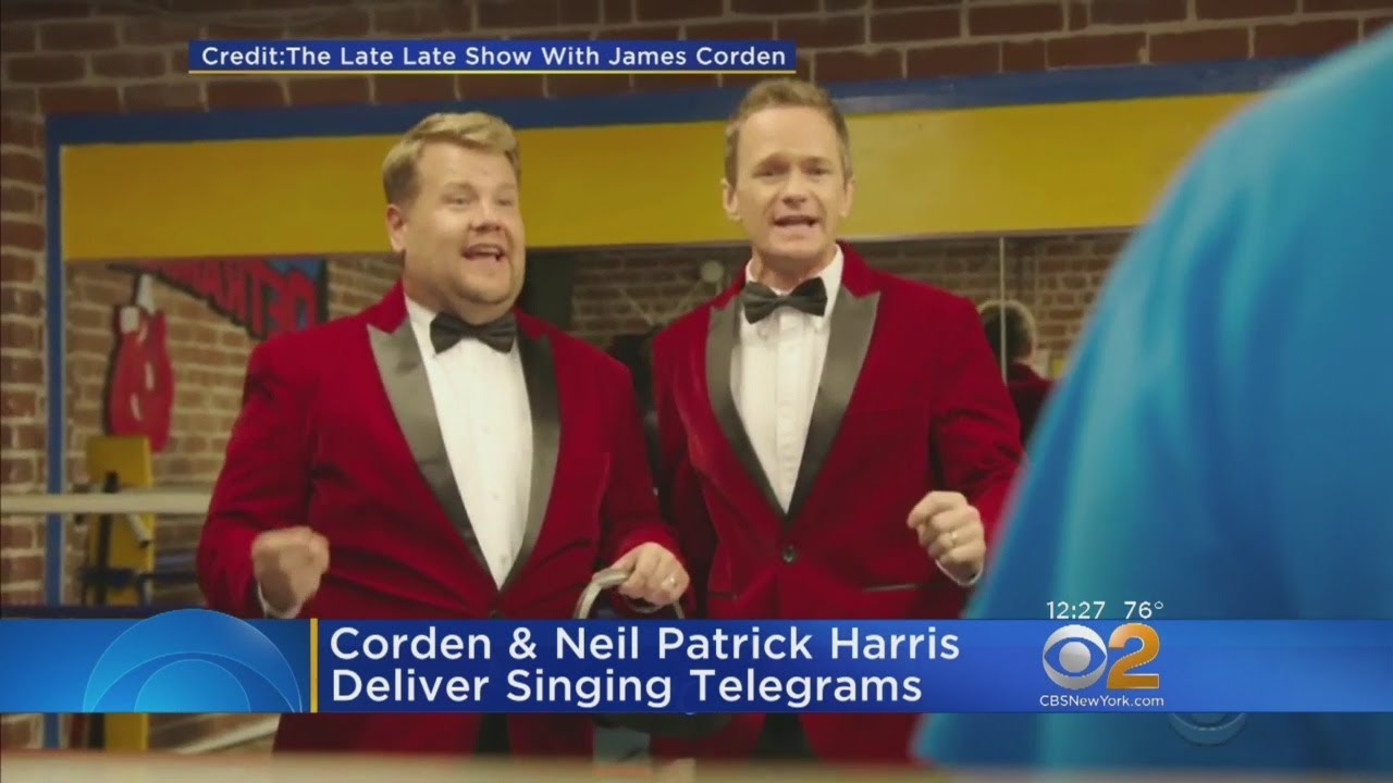 James Corden, Neil Patrick Harris Deliver Singing Telegrams YouTube