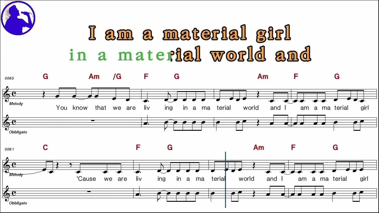 MadonnaMaterial girl karaoke sheet music,MR for players,chord,chorus