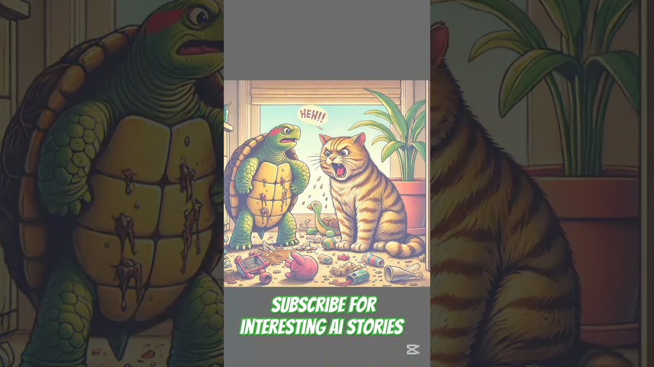 Turtle vs Cat: The Ultimate War #cat #catlover #ai