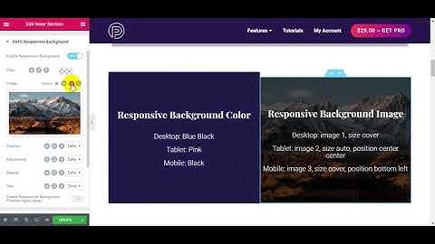 Responsive Background Image, Responsive Background Color for Elementor Tutorial | PAFE