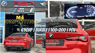 G82 M4 RSA Stage2 Pov Drive | 324km Top Speed | 690hp 840nm | Burble | 100  200  | Stock  vs Tune