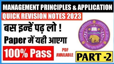 Du Sol Management Principles & Application Theory Important Questions I Bcom Prog/Hnrs Exams 2023
