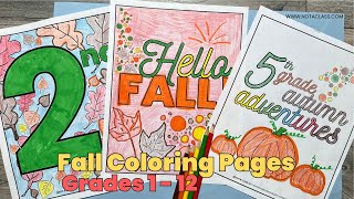 Fall Coloring Pages Posters Autumn Activity Sheets for September October November Thanksgiving