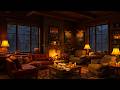 Soft Jazz Music In Cozy Cabin Ambience Night Rain Warm Fireplace Sounds For Relax Study Sleep