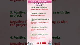 "Transform Positive Sentences to Negative! 🔄 Master English Grammar Easily with Simple Examples. 🚀
