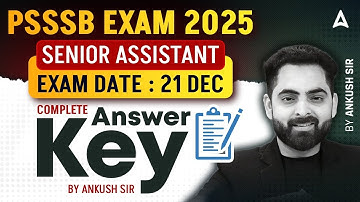 PSSSB Senior Assistant Answer Key | Psssb Answer Key 2025 | By Ankush Sir