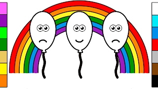 Balloons & Rainbow Coloring Page for Children