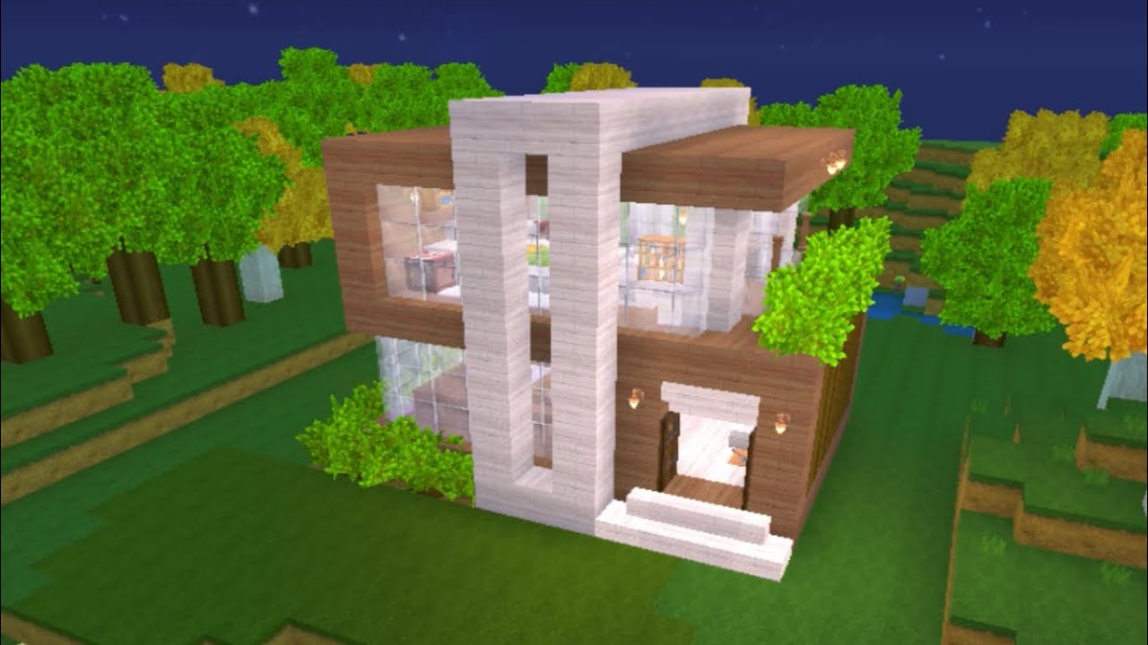 Cách xây nhà hiện đại sinh tồn (nhà 1) #MiniWorld How to build a ...