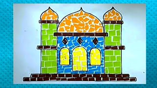 Cara membuat mozaik gambar masjid dari kertas origami || mosaic mosque || origami mosaic tutorial.