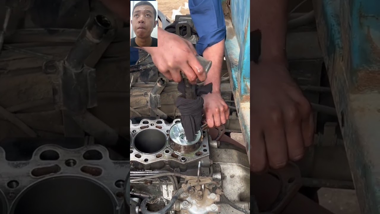 how Pakistani and Indian mechanics insert pistons into the box... 